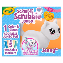 Crayola Scribble Scrubbie Jumbo Large Posable Animal Toy 6 Inches Toy Cat for Girls & Boys Animal Grooming Toy Gift