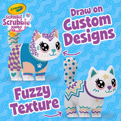 Crayola Scribble Scrubbie Jumbo  Large Posable Animal Toy  6 Inches  Toy Cat for Girls & Boys  Animal Grooming Toy  Gift