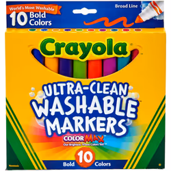 Crayola Ultra-Clean Color Max Broad Line Washable Markers-Bold Colors 10/Pkg