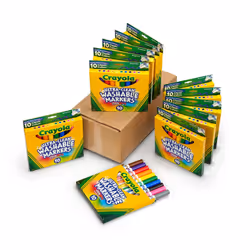 Crayola Ultra Clean Washable Markers (12 Boxes) Bulk Markers for Kids 10 Broad Line Markers Back to School Supplies for Ki ...
