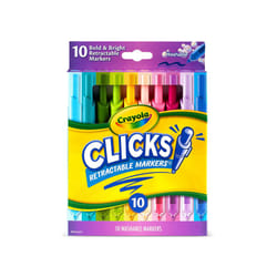 Crayola Clicks Retractable Markers (10ct)  Washable Markers for Kids  Click Markers  School Supplies for Kids  Gifts  Ages 5+