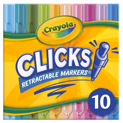 Crayola Clicks Retractable Markers (10ct)  Washable Markers for Kids  Click Markers  School Supplies for Kids  Gifts  Ages 5+