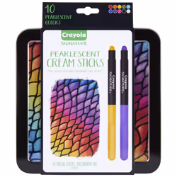 Crayola Pearlescent Cream Sticks & Case Oil Pastel Alternative Gift Set 10 Count