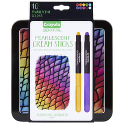 Crayola Pearlescent Cream Sticks & Case Oil Pastel Alternative Gift Set 10 Count