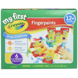 Crayola 81-1429 Finger Paint Washable, 6 Squeeze Tubes