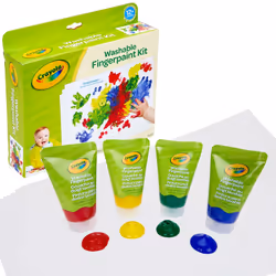 Crayola Washable Finger Paint Set Toddler Paint Kit 4 Tubes of Paint 10 Sheets of Paper Gift
