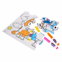 Crayola Color & Erase Bluey Puzzle Set  12 Color in Puzzle Pieces  Reusable  Double Sided Kids Puzzle  Bluey Gift for Kids  3+