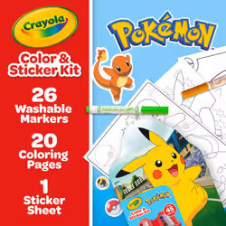 Crayola Pokemon Art Kit for Kids (45pcs)  Pokemon Coloring Book Pages  Pokemon Stickers for Kids  Pokemon Toys  Holiday Gift  Ages 4+