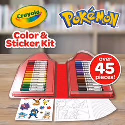 Crayola Pokemon Art Kit for Kids (45pcs)  Pokemon Coloring Book Pages  Pokemon Stickers for Kids  Pokemon Toys  Holiday Gift  Ages 4+