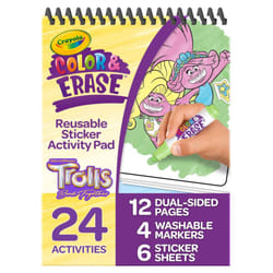 Crayola Trolls Color & Erase Sticker Activity Pad  12 Reusable Trolls Coloring Pages & 100 Stickers  Gift