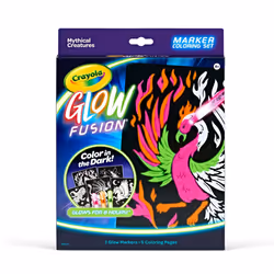 Crayola Glow Fusion Glow in The Dark Coloring Set with Markers Mythical Creature Coloring Pages Gift for Kids