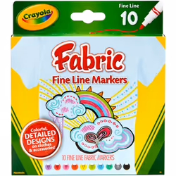 Crayola Fine Line Fabric Markers-10/Pkg 58-8626
