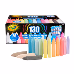 Crayola Washable Chalk Collection 130 Anti-Roll Chalk Sticks Bulk Sidewalk Chalk Outdoor Chalk for Kids Outdoor Toys for ...