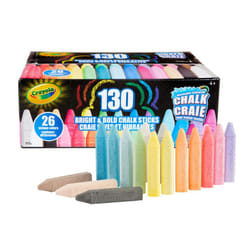 Crayola Washable Chalk Collection  130 Anti-Roll Chalk Sticks  Bulk Sidewalk Chalk  Outdoor Chalk for Kids  Outdoor Toys for Kids