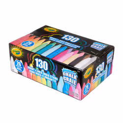 Crayola Washable Chalk Collection  130 Anti-Roll Chalk Sticks  Bulk Sidewalk Chalk  Outdoor Chalk for Kids  Outdoor Toys for Kids