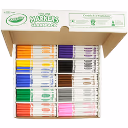 Crayola 58-8210, 200 pc(s), Black, Brown, Green, Grey, Orange, Pink, Red, Violet, Yellow, Multicolour, Round, Fine, Box
