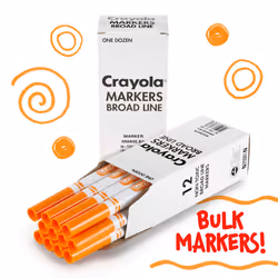 Crayola Broad Line Markers - Orange (12ct)  Markers for Kids  Bulk School Supplies for Teachers  Nontoxic  Marker Refill with Reusable Box