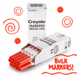 Crayola Broad Line Markers - Red (12ct)  Markers for Kids  Bulk School Supplies for Teachers  Nontoxic  Marker Refill with Reusable Box