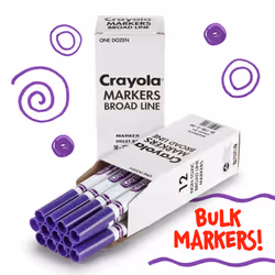 Crayola Broad Line Markers - Violet (12ct)  Markers for Kids  Bulk School Supplies for Teachers  Nontoxic  Marker Refill with Reusable Box