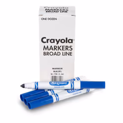 Crayola Broad Line Markers - Blue (12Ct) Markers for Kids Bulk School Supplies for Teachers Nontoxic Marker Refill with R ...