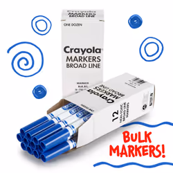 Crayola Broad Line Markers - Blue (12Ct)  Markers for Kids  Bulk School Supplies for Teachers  Nontoxic  Marker Refill with Reusable Box