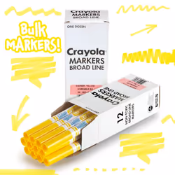Crayola Washable Markers - Yellow (12ct)  Kids Broad Line Markers  Bulk Markers for Classrooms & Teachers