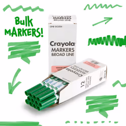 Crayola Washable Markers - Green (12ct)  Kids Broad Line Markers  Bulk Markers for Classrooms & Teachers