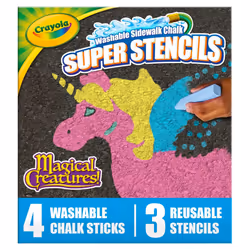 Crayola Super Stencils Magical Creatures Set (3ct)  Large Sidewalk Chalk for Kids  Washable Sidewalk Chalk  Outdoor Toys  Age ...