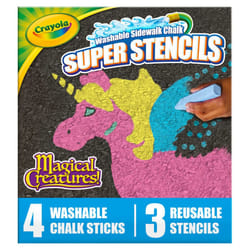 Crayola Super Stencils Magical Creatures Set (3ct)  Large Sidewalk Chalk for Kids  Washable Sidewalk Chalk  Outdoor Toys  Ages 4+