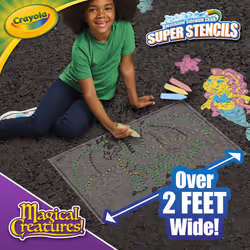 Crayola Super Stencils Magical Creatures Set (3ct)  Large Sidewalk Chalk for Kids  Washable Sidewalk Chalk  Outdoor Toys  Ages 4+