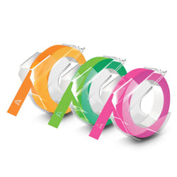 DYMO 3D Plastic Embossing Labels for Embossing Label Makers  Neon  3/8'' x 9.8'  3-roll Pack (1933353)