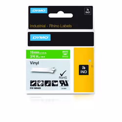 DYMO IND Vinyl Labels, White on green, Multicolour, Vinyl, -40 - 80 °C, UL 969, DYMO