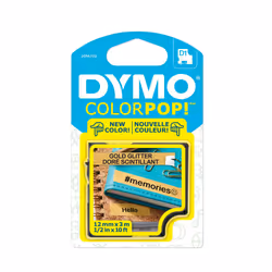 DYMO COLORPOP Authentic Label Maker Tape 12 W x 10 L Black Print on Gold Glitter D1 Standard