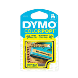 DYMO COLORPOP Authentic Label Maker Tape  12 W x 10 L  Black Print on Gold Glitter  D1 Standard