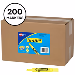 Avery Hi-Liter, 200 pc(s), Yellow, Chisel tip, Yellow, Box