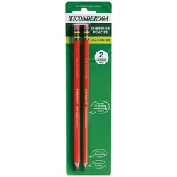 TICONDEROGA Erasable Checking Pencils, Pre-Sharpened with Eraser, Red,