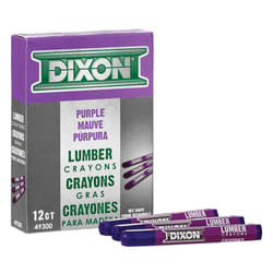 Dixon Industrial Lumber Marking Crayons, 4.5" x 1/2" Hex, Purple, 12-P