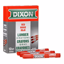 DIXON Industrial Lumber Marking Crayons  45 x 12 Hex  Red  12Pack 52000