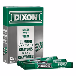 DIXON Industrial Lumber Marking Crayons 4.5"" x 1/2"" Hex Green 12-Pack (52200)