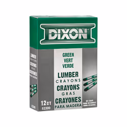 DIXON Industrial Lumber Marking Crayons  4.5"" x 1/2"" Hex  Green  12-Pack (52200)