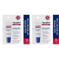 Aquaphor Lip Repair Ointment - Long-lasting Moisture to Soothe Dry Chapped Lips - .35 fl. oz. Tube (Pack of 2)