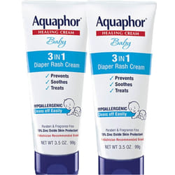 Aquaphor Baby Diaper Rash Cream  3-in-1 Diaper Rash Relief  3.5 Oz Tube  Pack of 2