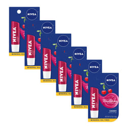 NIVEA Cherry Lip Care  Tinted Red for Beautiful  Moisturized Lips  17 oz Stick Pack of 6