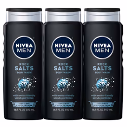 Nivea Men Deep Clean Rock Salts Body Wash  Exfoliating Rock Salt Body Wash  3 Pack of 16.9 Fl Oz Bottles