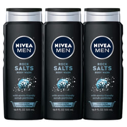 Nivea Men Deep Clean Rock Salts Body Wash  Exfoliating Rock Salt Body Wash  3 Pack of 16.9 Fl Oz Bottles