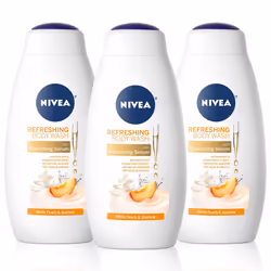 NIVEA White Peach and Jasmine Body Wash with Nourishing Serum Pack of 3 20 Fl Oz