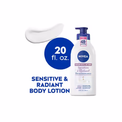 NIVEA Sensitive and Radiant Body Lotion, 20 Fl Oz Pump Bottle