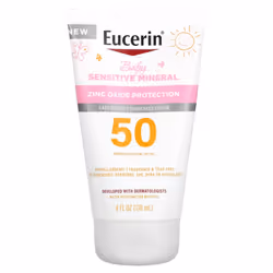 Eucerin, Baby, Sensitive Mineral Sunscreen Lotion, SPF 50, Fragrance Free, 4 fl oz (118 ml)