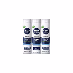 NIVEA MEN Sensitive Shave Gel with Vitamin E, Soothing Chamomile and Witch Hazel Extracts, 3 Pack of 7 Oz Cans