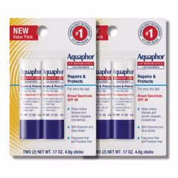 Aquaphor Lip Repair Stick with Sunscreen  Lip Protectant  Soothes Dry Chapped Lips  0.17 Oz Stick  2 Count (Pack of 2)